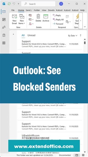 List all blocked senders in Outlook #outlook #outlooktips #block #sender