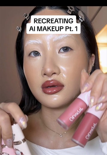 is ai better at doing makeup than us bc we’re so doomed 😌🤖😭☄️#makeupchallenge #creativemakeup #peeloffmask #wintermakeup