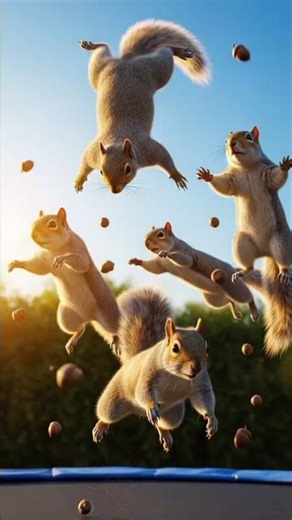 Squirrel Trampoline Olympics! 🐿️💨 | Epic Slow-Mo Bounce Party!