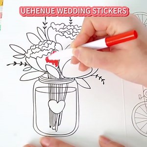 Wedding Stickers for Scrapbooking, 4 Sheets 230 PCS Pastel Colors Translucent Waterproof Wedding Stickers for Envelope and Invitation, Self-Adhesive Romantic Stickers for Journal Scrapbooking
