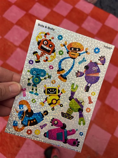 Sheet of Sparkle Glitter Rainbow Robot Machine Stickers - Etsy