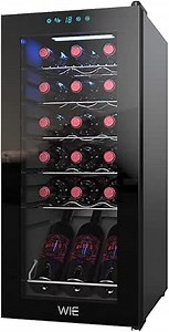 WIE Wine Cooler 18 Bottle Refrigerator Wine Fridge Compressor for Home Freestanding Wine Cellars White Red Digital Control Auto-Defrost Double-layer Glass Door 41°F-64°F Cooling Wine Refrigerator