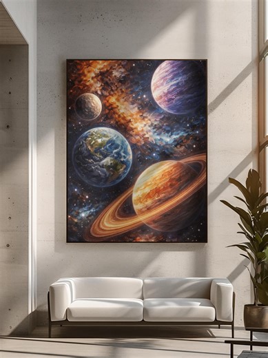 Cosmic Planet Alignment Canvas Art Galaxy Space Painting Celestial Nebula Star Solar System Earth Abstract Wall Decor Sci Fi Home Art Gift - Etsy
