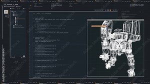 Using a modern programming language for the coding of a modern computer game. Entering the coding language command to create a video game. Typing coding language into game development software