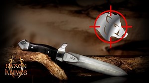 The Custom pig Sticker has now gone home. Signature Ghost Mai steel blade( 7.5 inch) stainless steel guard and pomell with Black Canvas Micarta grips. | Saxon Knives Australia