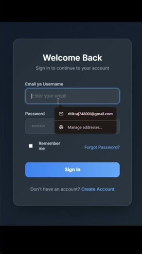 login page design #coding #java #html #shorts #viral