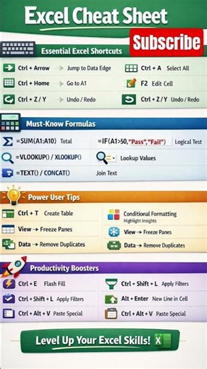 👊 Excel ⚡ Shortcuts 📊 Formulas 🚀 Productivity #excel #shorts #education