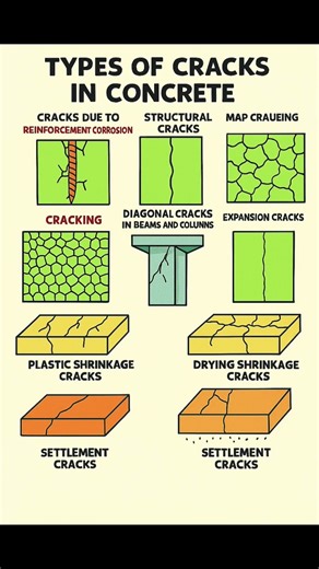 Types of Cracks in Concrete | Basic Knowledge of Civil Engineering | #Shorts #Building