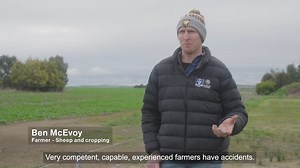1.5K views | 'We're not invincible. Very competent, capable, experienced farmers have incidents,' Ben McEvoy, sheep and cropping. It's never you, until it is. Whatever job you're doing on the farm, take a minute to think through. Get safety support for your farm at worksafe.vic.gov.au/agriculture | WorkSafe Victoria | Facebook