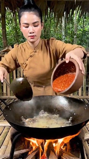 Cook in the Wilderness — Relaxing Forest Cooking ASMR #shorts