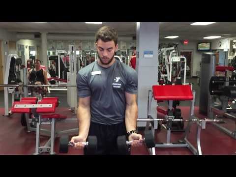 Y bicep curl into shoulder press
