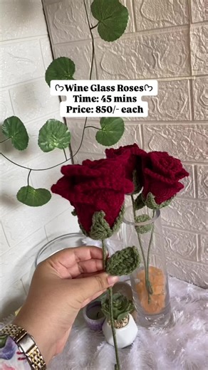 Beautiful Crochet Wine Glass Roses at Just 850/- Each!