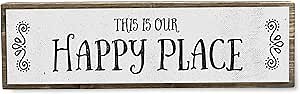 Home Wood Signs (Medium - Wood And Metal, This Is Our Happy Place)