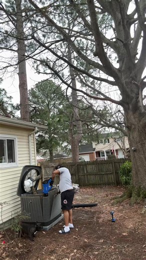 Cleaning the condenser unit today. #condenserunit #acsystem #outsidecondenserunit #hvac #preventativemaintenance