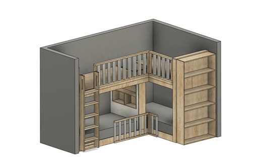 L-shaped Twin Loft Bed DIY Build Plans: Elevated Living Space - Etsy