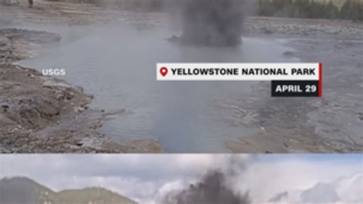 A hydrothermal eruption at Yellowstone National Park.