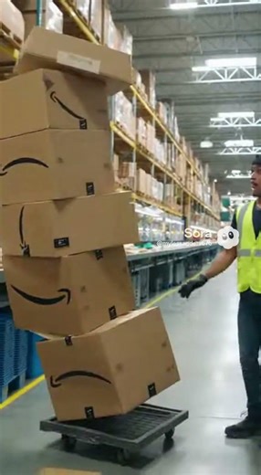 Amazon worker stacks a package just a little to high😦