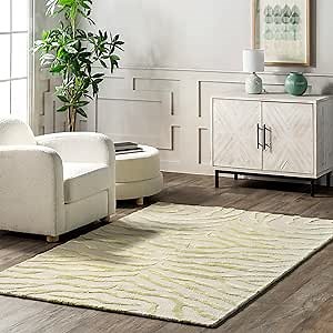 nuLOOM Hand Tufted Plush Zebra Area Rug, 5x8, Green