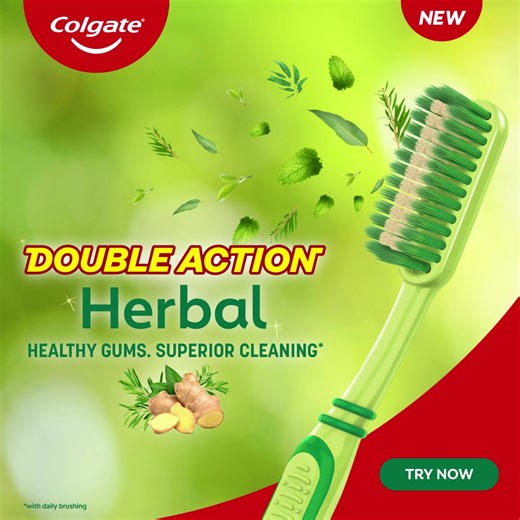 32K views · 499 reactions | Try Colgate’s Double Action Toothbrush, infused with nature’s herbs in the bristles. Use with Colgate Herbal Toothpaste for strong and healthy teeth every day! | Colgate SA | Facebook