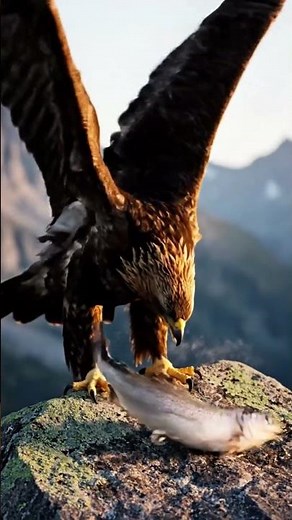 Golden Eagle Snatches a Fish Mid-Dive #SkyPredator #EagleCatch