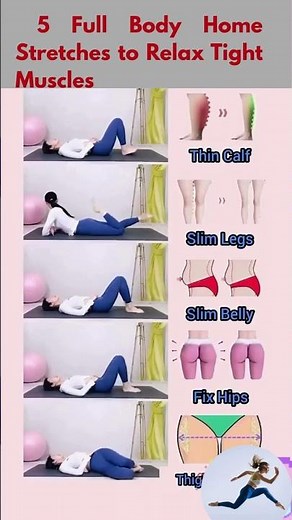 5 Full Body Home Stretches to Relax Tight Muscles & Improve Flexibility #FullBodyStretch #HomeWorko