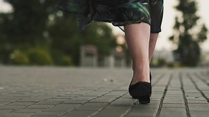 Woman Stylish Shoes Skirt Walks Along Stock Footage Video (100% Royalty-free) 1072401980 | Shutterstock