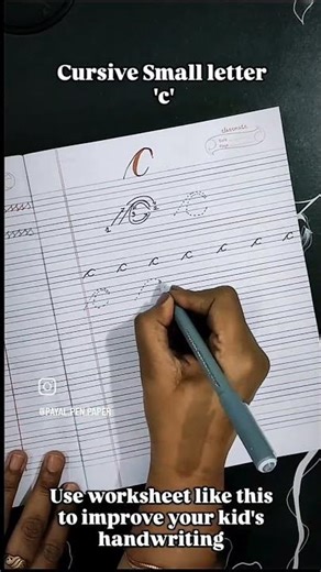 Cursive Small Letter 'c' Step by Step Formation #cusivewriting #letters #formation