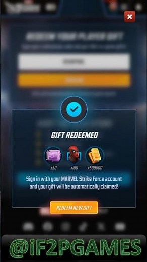 2 New MSF promo gift code 115 - Marvel Strike Force ‪@if2pgames‬
