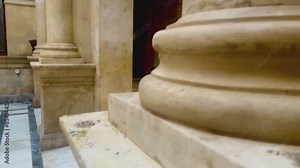 Details of a historical building with classical columns