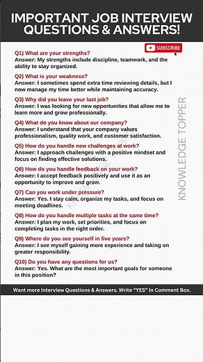10 Most Important Interview Questions and Answers