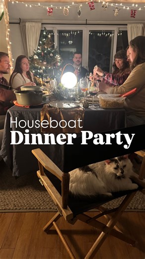 My Little Houseboat on Instagram: "Although my houseboat may be little, I can still pack it with friends for a dinner party! I often host dinners in the summertime, where we can eat on the dock under the trees and stars. Winter seems like the time to invite a friend over to curl up by the fire with wine and cheese. But, I’m often reminded that the dark months are a lovely time to bring people together, to fill the evenings up with light and laughter. I just hosted a Three Kings dinner, which mar