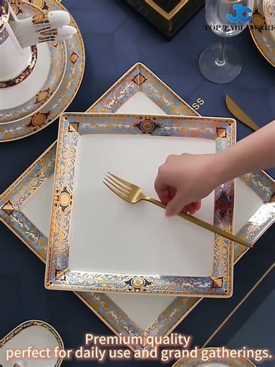 Elevate your dining experience with our luxury bone china tableware set.