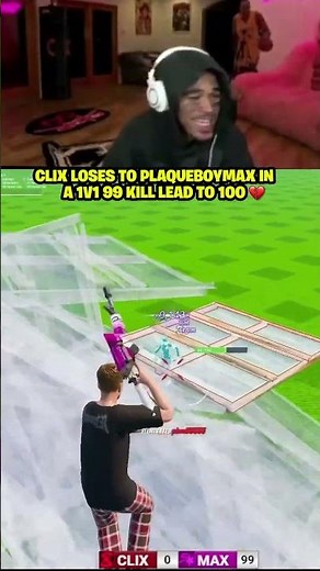 Clix LOSES to PlaqueBoyMax in a 1v1 99 kill lead to 100 💔