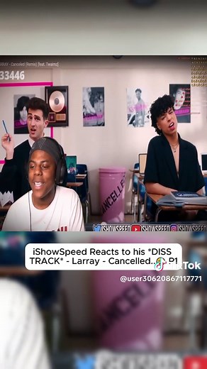 iShowSpeed Reacts to his DISS TRACK - Larray - Cancelled..😂 #ishowspeed #funnyvideos #viral #fyp