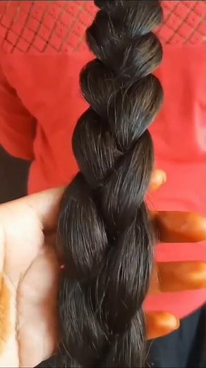 Thick long hair braided pulling