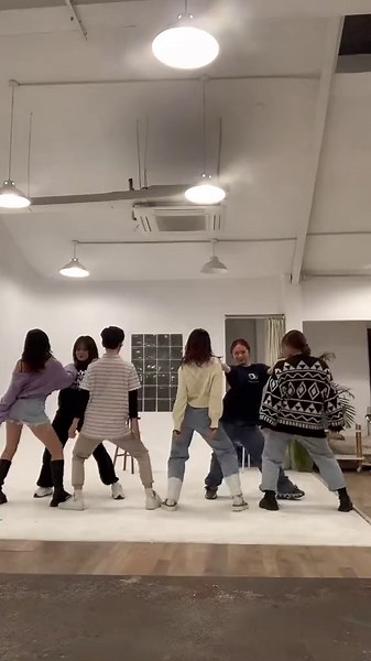 Group Dance Routine in Modern Dance Club Setting