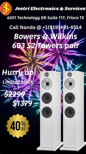 Jeetri Electronics Sale: B&W 603 S2 Anniversary Edition Speakers (Limited Stock)