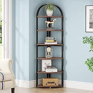 Tribesigns 6 Tier Corner Shelf, 71 inch Tall Corner Bookshelf for Small Space, Rustic Plant Stand Display Rack for Living Room, Home Office, Kitchen