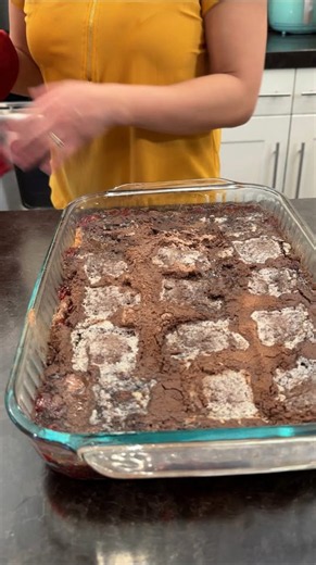 Easy one pan cherry dump cake dessert with chocolate chips