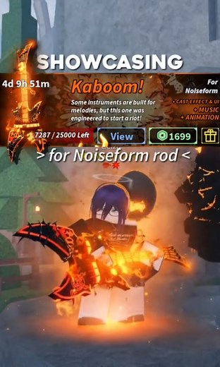 SHOWCASING KABOOM ( noiseform rod skin ) 💥🎸 #roblox #trading #Fisch #skin #showcase