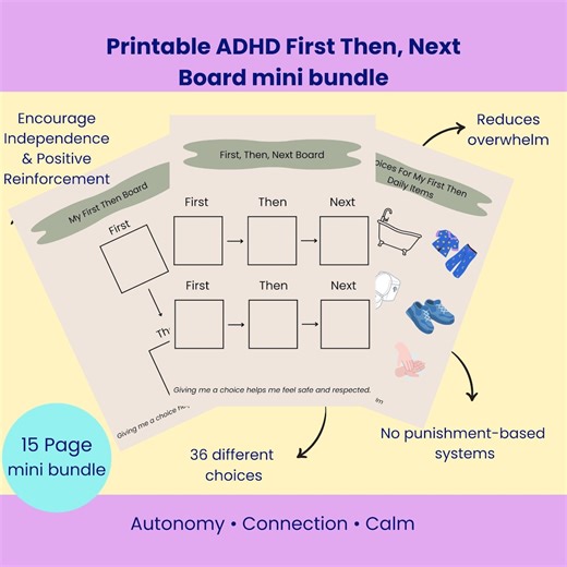 ADHD Visual Schedule | First Then Next Board, Transition Support (Printable PDF)