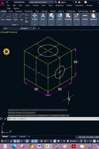 How to create Isometric Circle in Isometric Drawing in AutoCAD-04