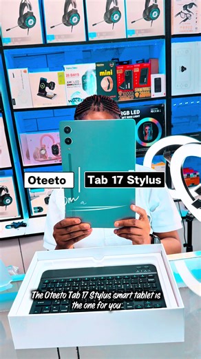 Oteeto Tab 17 Stylus Smart tablet $115 • 11 inches incell display • 1280 x 800 pixel display • Android 15 • Quad core 2.0ghz processor • 8000mAh battery • sim support • wifi connectivity • 360 Degree Gravity induction • 13mp rear camera • 8 mp front camera • 8GB Ram (usable) • 64GB storage • upgradable to 512GB ✅Whats in the box✅ - Tablet PC - Charger - Type-C Cable - Screen Protector - User Manual - Case - Touch Pen/stylus - Keyboard $115 263 77 316 8517 Address: Gata Gadgets Shop MS7 Stanley M