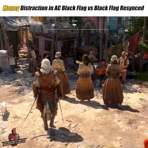 Money Distraction in AC Black Flag vs Black Flag Resynced #assassincreedblackflag #gaming