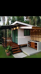 A Small house design with outdoor kitchen Surrounded by green. Filled with peace. | Small house design