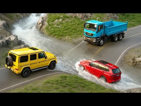 Cars vs Fast Flowing River Challenge #1 | BeamNG Drive Extreme Crash Test