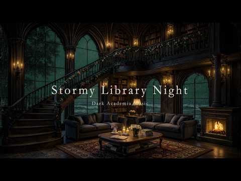 Seaside Gothic Coffee Library🌊Rainy Night Ambience | Dark Academia Piano for Reading, Study & Focus
