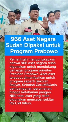 966 Aset negara sudah dipakai untuk program Prabowo