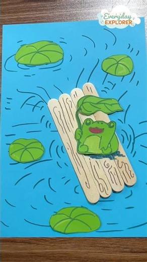 Ribbit! Ribbit! Make a Paper Frog on a Stick #everydayexplorer #popsiclecrafts #recycling