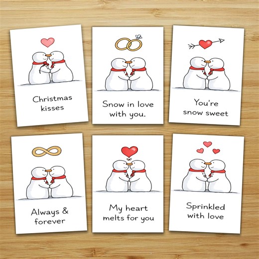 Winter Romance Greeting Cards Pack, Holiday Love Messages, Christmas Couple Notes, Seasonal Wishes Set - Etsy
